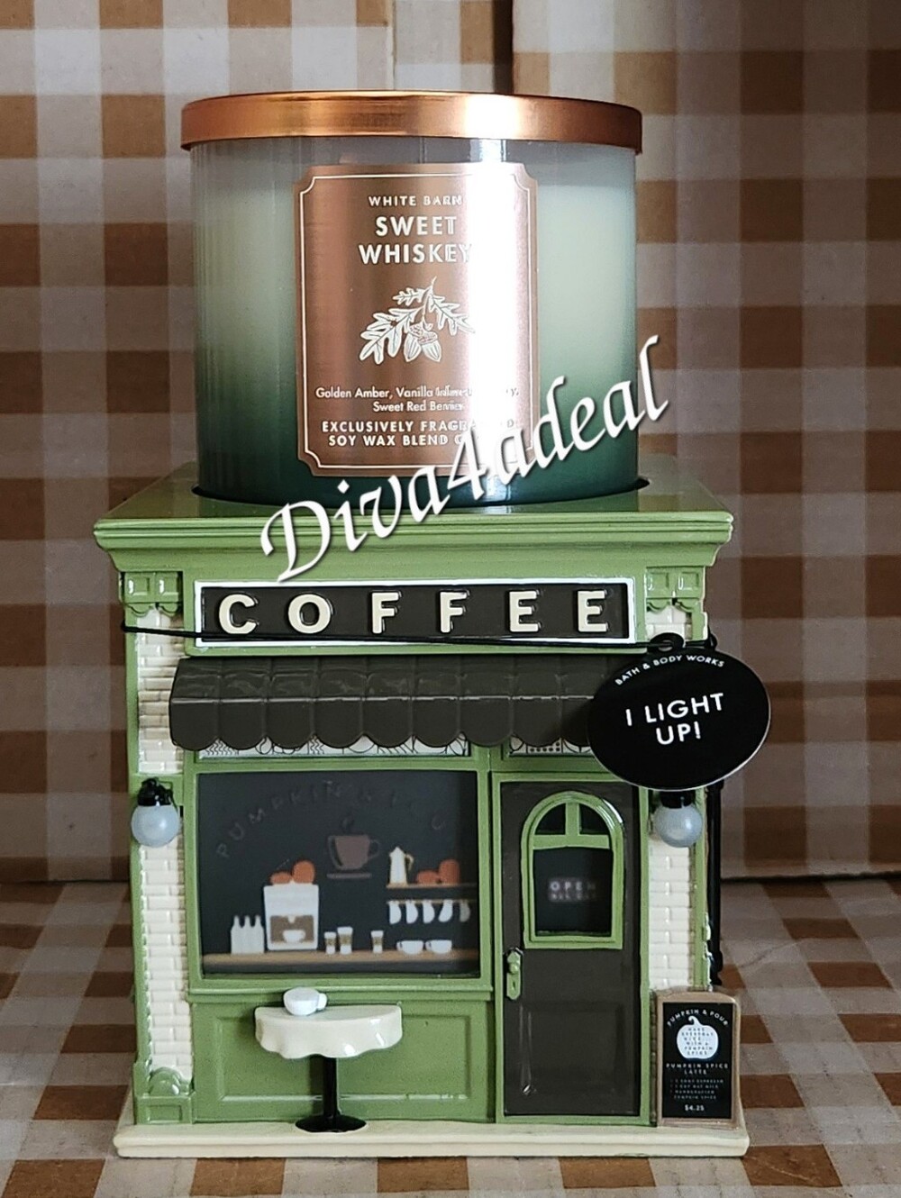 Bath & Body Works BOOKSTORE/COFFEE SHOP Light-up 3-Wick Candle Holder 3PC Bundle - Picture 3 of 13